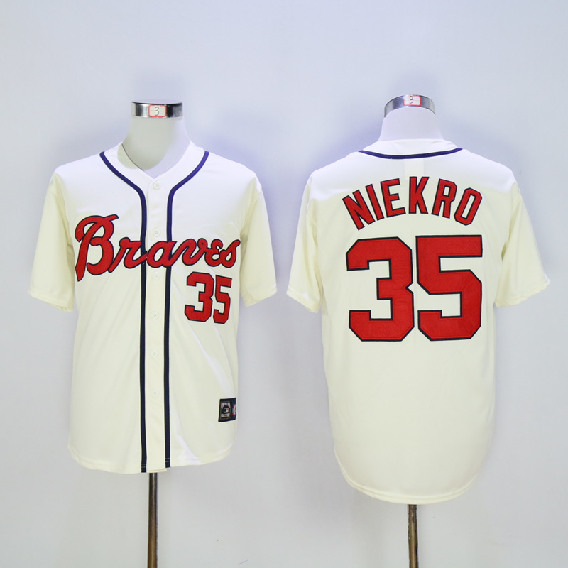 2017 MLB Atlanta Braves #35 Niekro Cream ThrowbackJerseys